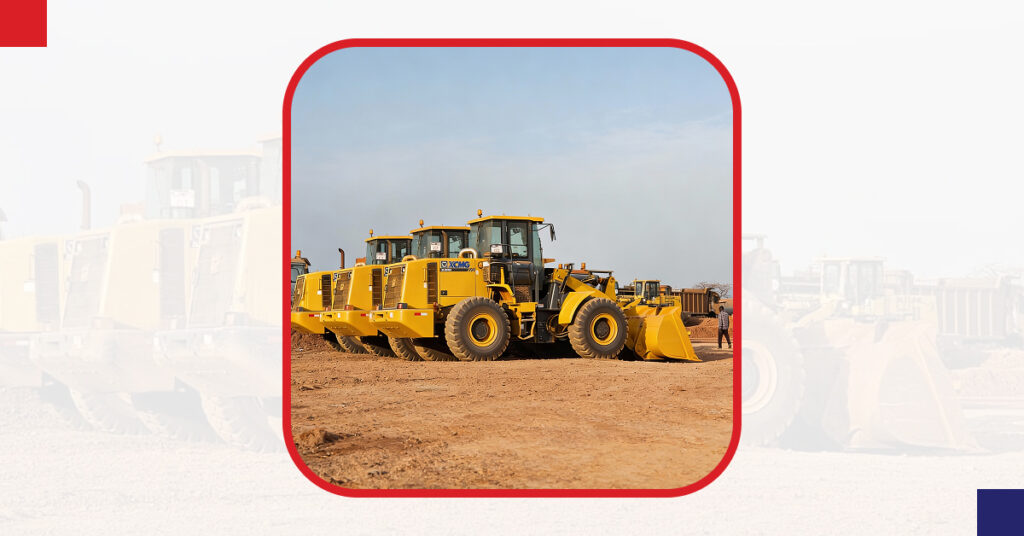 Une chargeuse sur pneus stationnée